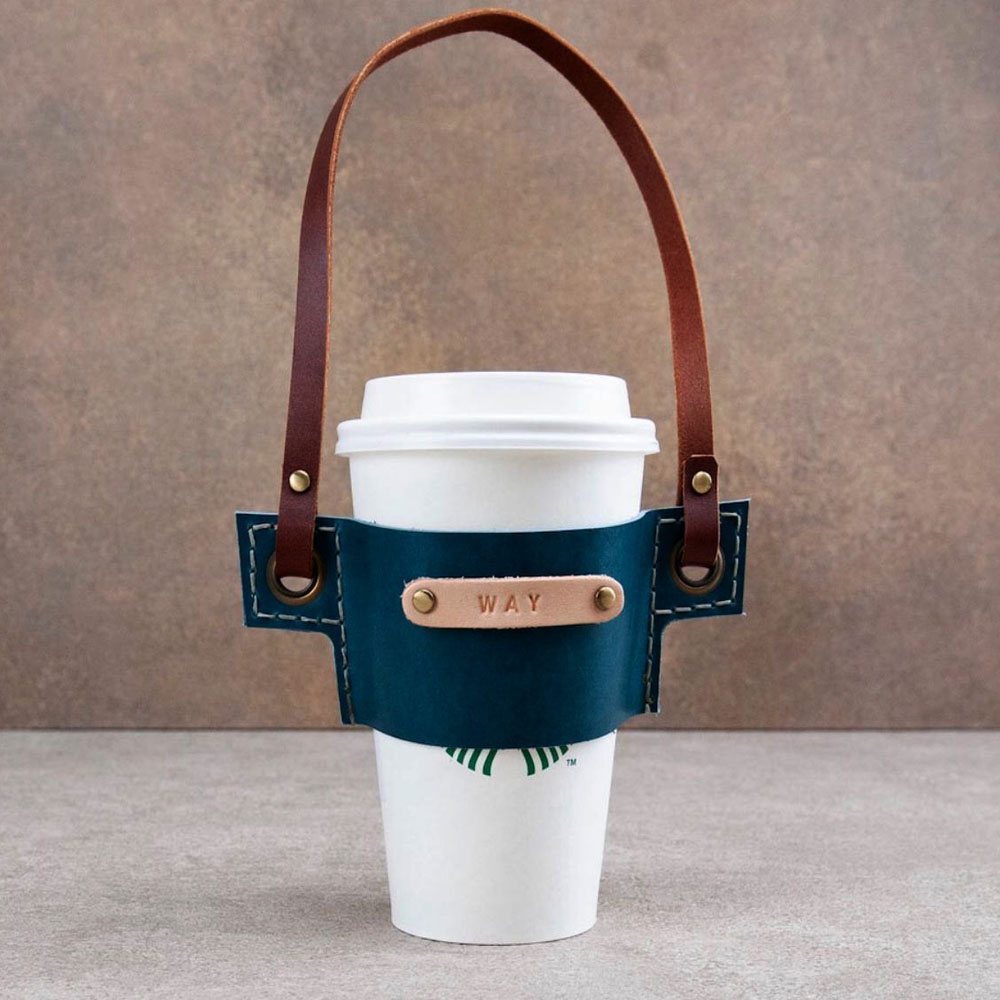 Funda Portavaso To Take Away de Cuero Azul