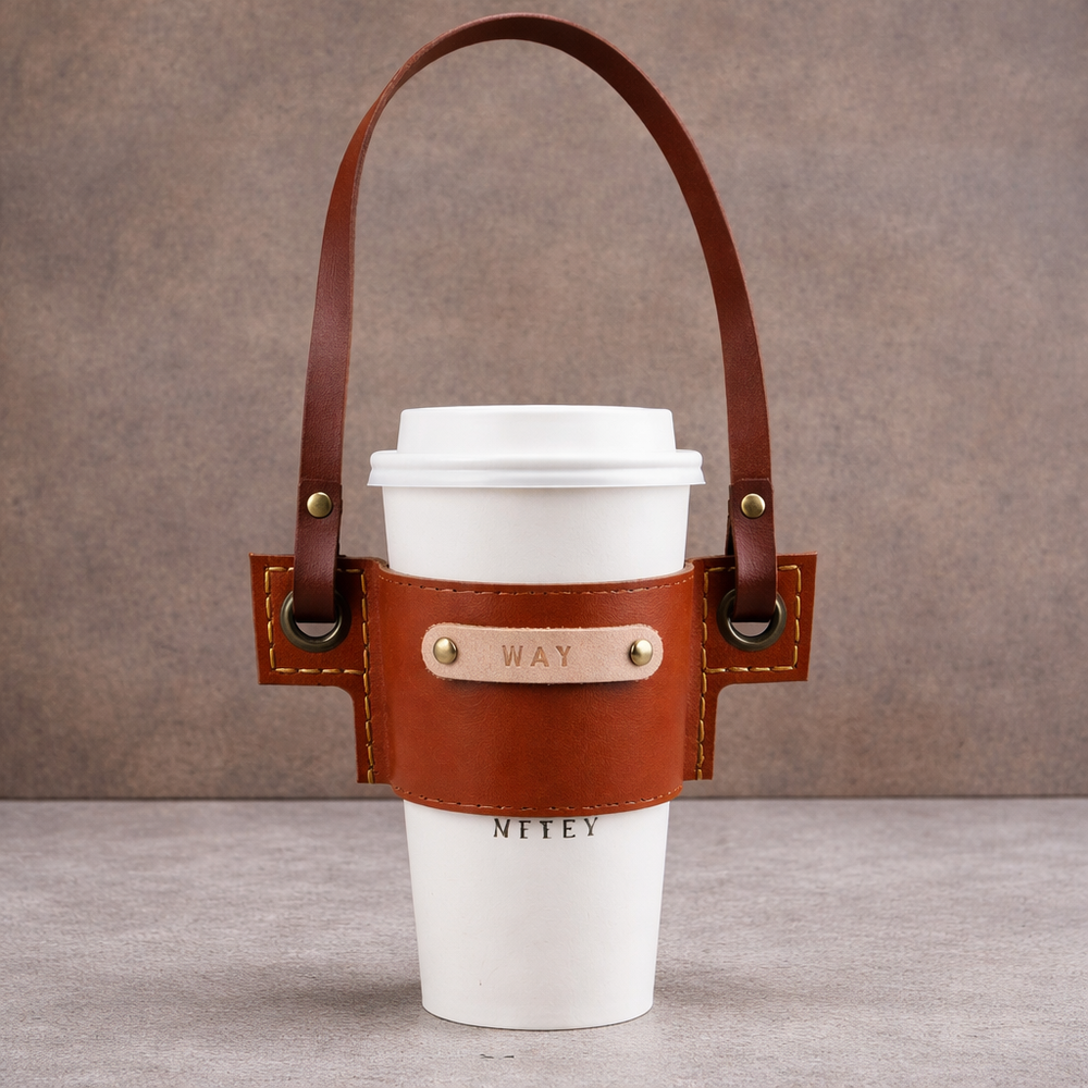 unda Portavaso To Take Away de Cuero Marrón