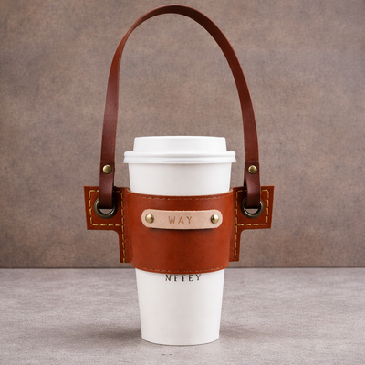 unda Portavaso To Take Away de Cuero Marrón