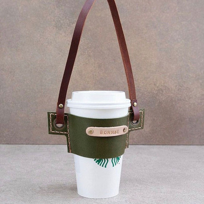 Funda Portavaso To Take Away de Cuero Verde