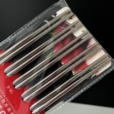 Set x 5 Pares de Palitos de Acero Inoxidable Orientales