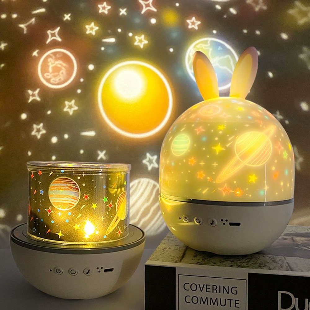 Lámpara Nocturna Musical c/Carga USB y Control Remoto + 21 Diseños de Proyec