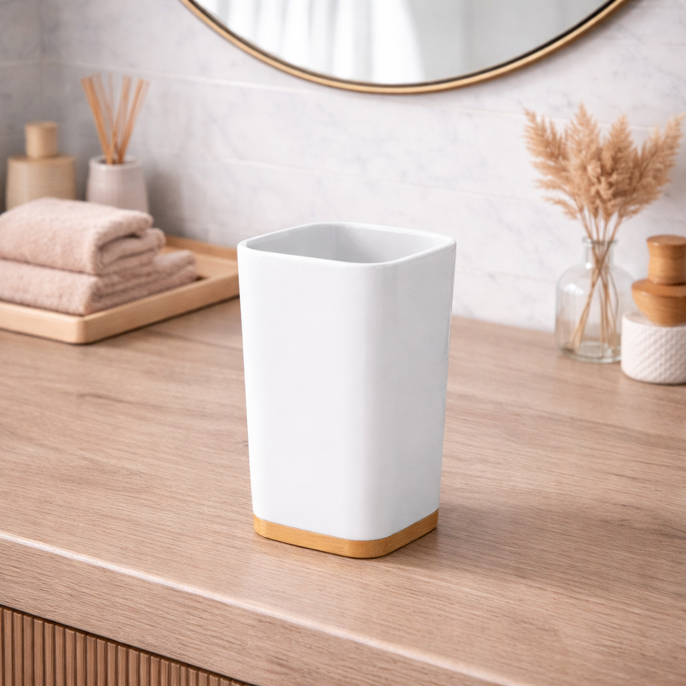 Vaso Porta Cepillo Bambu Línea Bianca