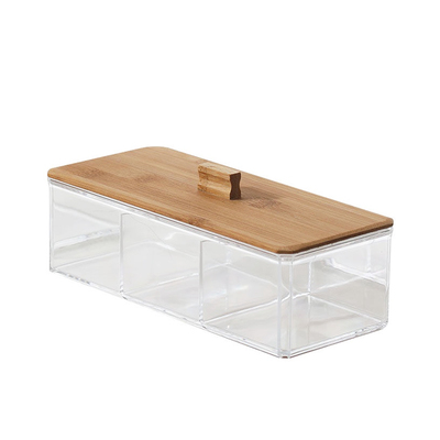 Organizador de 3 Divisiones con Tapa de Madera - 1u