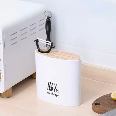 Portacuchillos y Tijeras Ovalado Chico Blanco