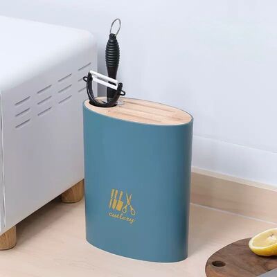 Portacuchillo y Tijeras Ovalado Grande Azul