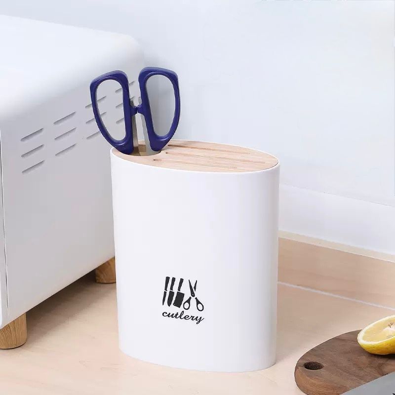 Portacuchillo y Tijeras Ovalado Grande Blanco