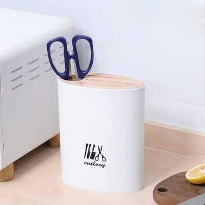 Portacuchillo y Tijeras Ovalado Grande Blanco