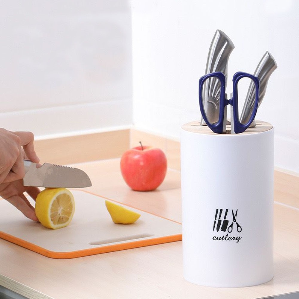 Portacuchillos y Tijeras Redondo Blanco