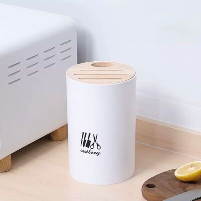 Portacuchillos y Tijeras Redondo Blanco