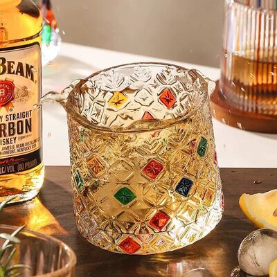 Vaso de Cristal Giratorio 360º para Whisky con Base de Madera Colorful Snowf