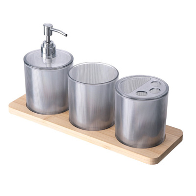 Set de Baño con Base de Madera 