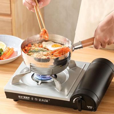 Olla de Acero Inoxidable 430SUS con Mango de Madera Vintage 18cm