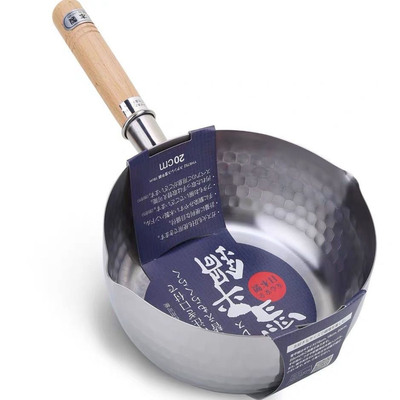 Olla de Acero Inoxidable 430SUS con Mango de Madera Vintage 18cm