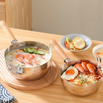 Olla de Acero Inoxidable 430SUS con Mango de Madera Vintage 22cm