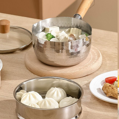 Olla de Acero Inoxidable 430SUS Vintage + Vaporera con Tapa de Vidrio