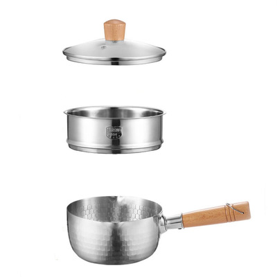 Olla de Acero Inoxidable 430SUS Vintage + Vaporera con Tapa de Vidrio