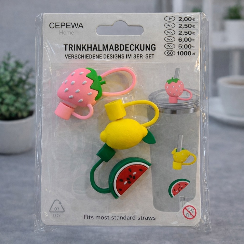  Set x 3 Tapa de Silicona Para Sorbete Reutilizable Forma Frutas