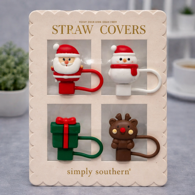 Set x 4 Tapa de Silicona Para Sorbete Reutilizable Navidad