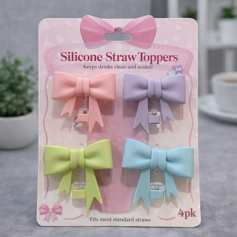 Set x 4 Tapa de Silicona Para Sorbete Reutilizable Forma Moño