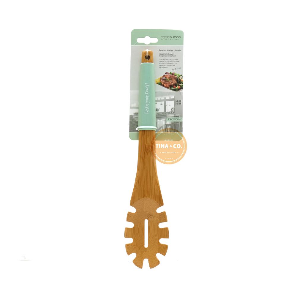 Casasunco Cuchara de Madera Para Pastas Verde Aqua