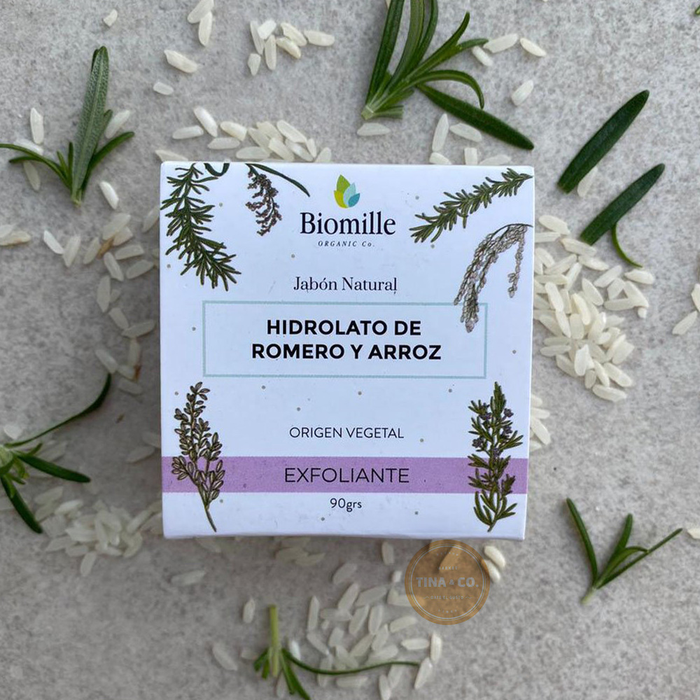 Biomille Jabon Natural Romero y Arroz - Exfoliante