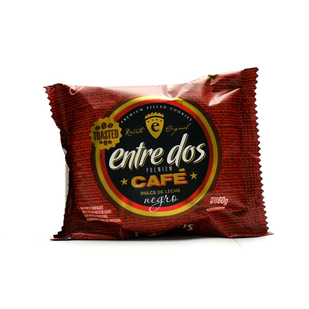 Entre Dos Alfajor de Chocolate, Dulce de Leche con Baño Semiamargo de Café