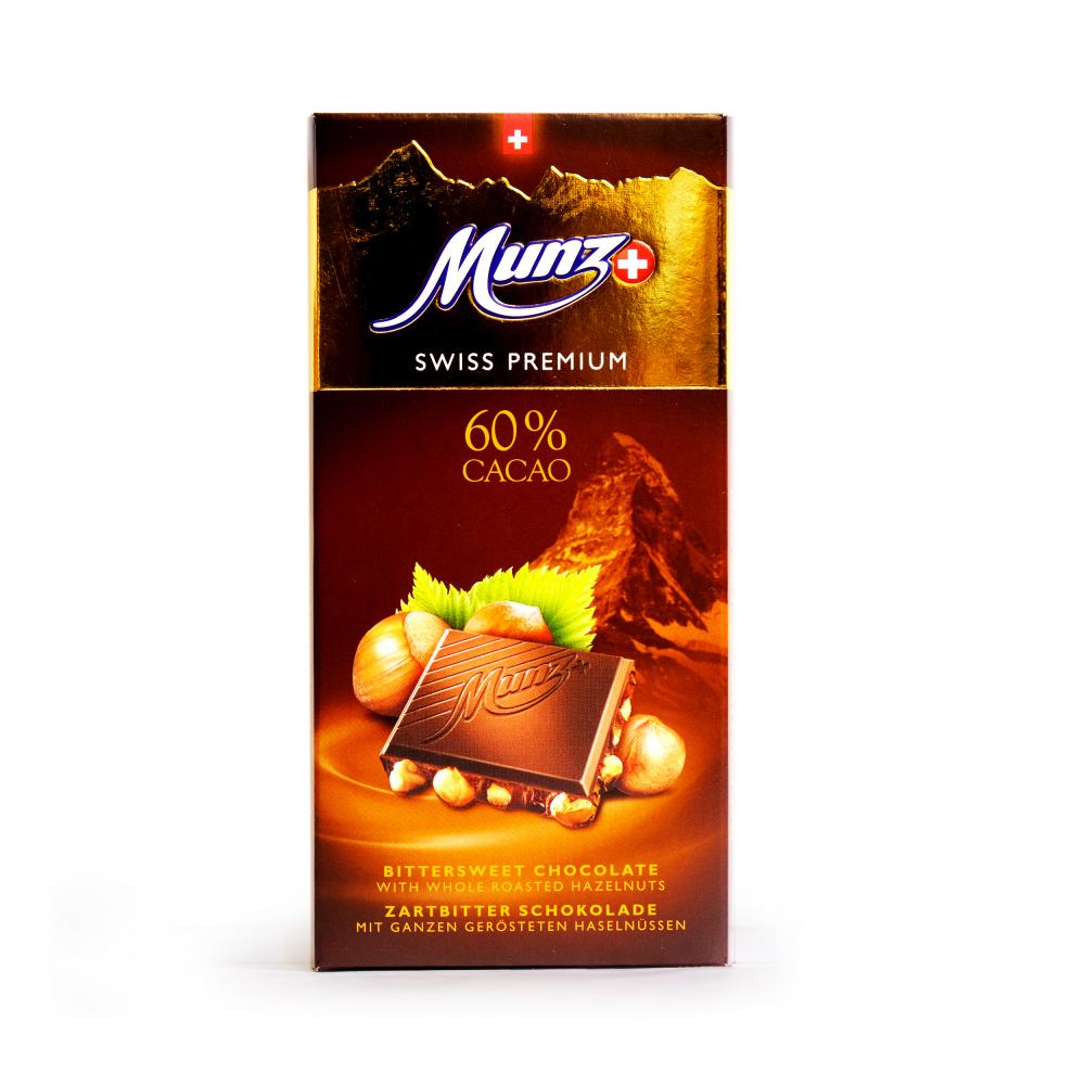 Munz swiss premium  60% cacao con avellanas - 100gr
