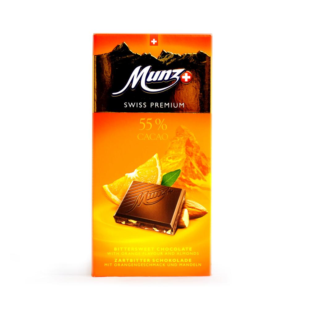 Munz Swiss Premium 55% Cacao Aromatizado con Naranja - 100gr