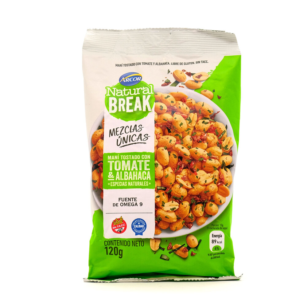 Arcor Natural Break Mani Tostado con Tomate & Albahaca - 120gr