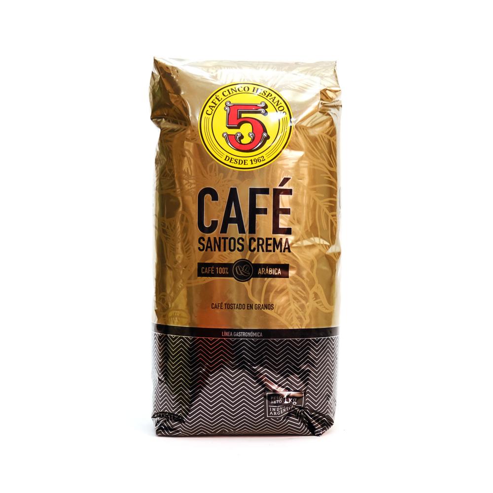 Cinco Hispanos Café Santo Crema Arábica en Granos - 1Kg