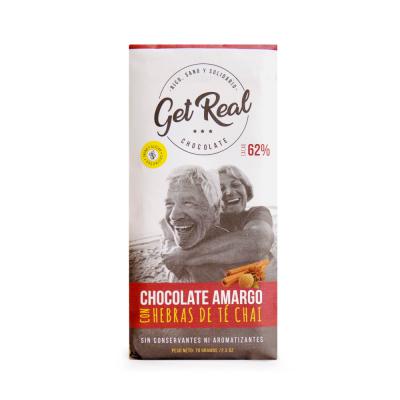 Get Real chocolate Amargo con hebras de Te Chai - 70gr