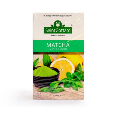 Saint Gottard Te Verde sabor Matcha, Limón y Menta - 36gr