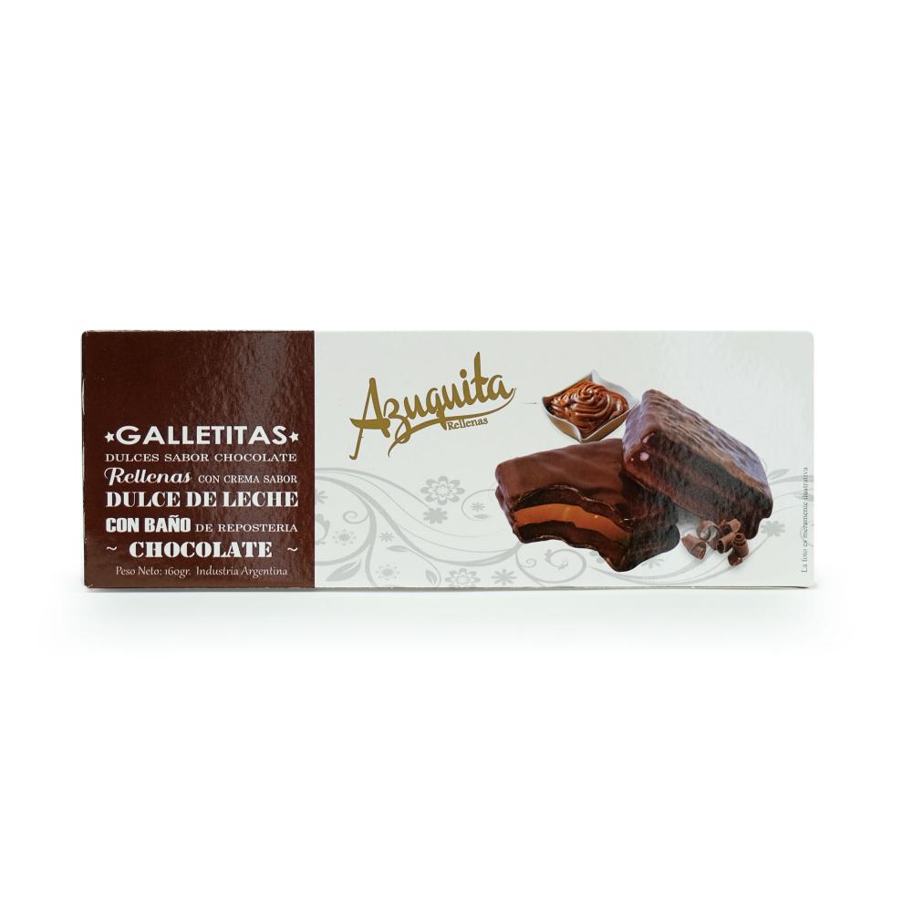 Azuquita Galletitas Sabor Chocolate rellenas de Dulce de Leche Bañadas - 160