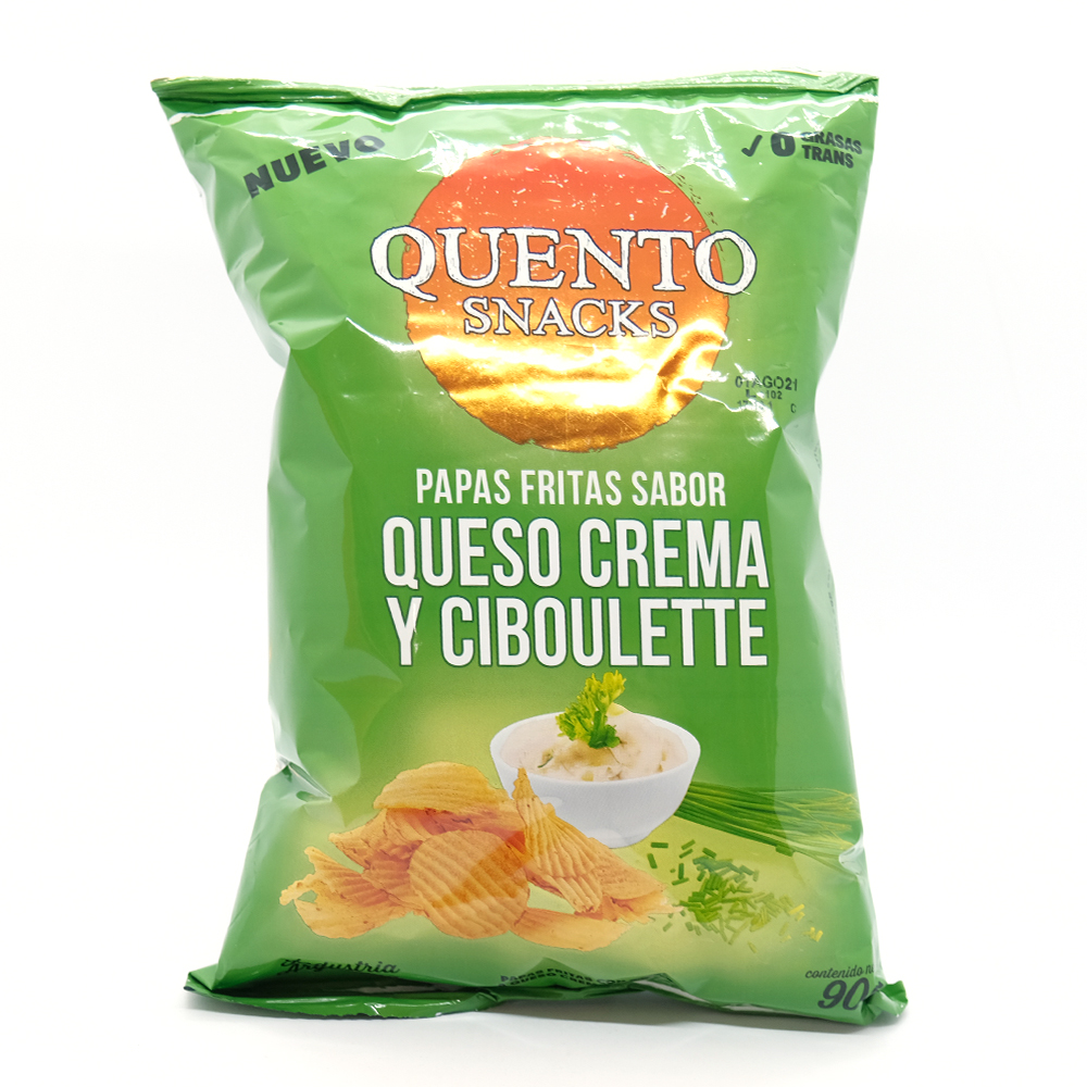 Quento Snacks Papas Fritas Sabor Queso Crema y Ciboullete - 90gr
