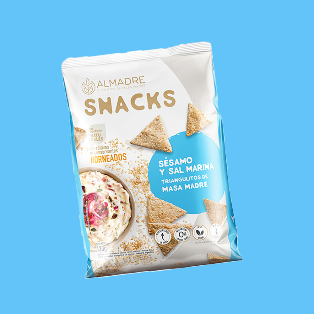 Almadre Snacks Sésamo y Sal Marina Triangulitos de Masa Madre - 130gr