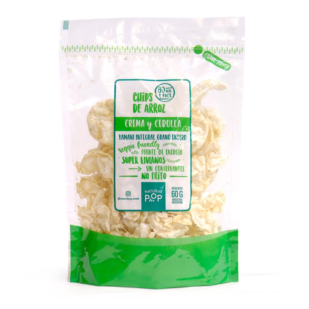 Natural Pop Chips de Arroz Crema y Cebolla - 60gr