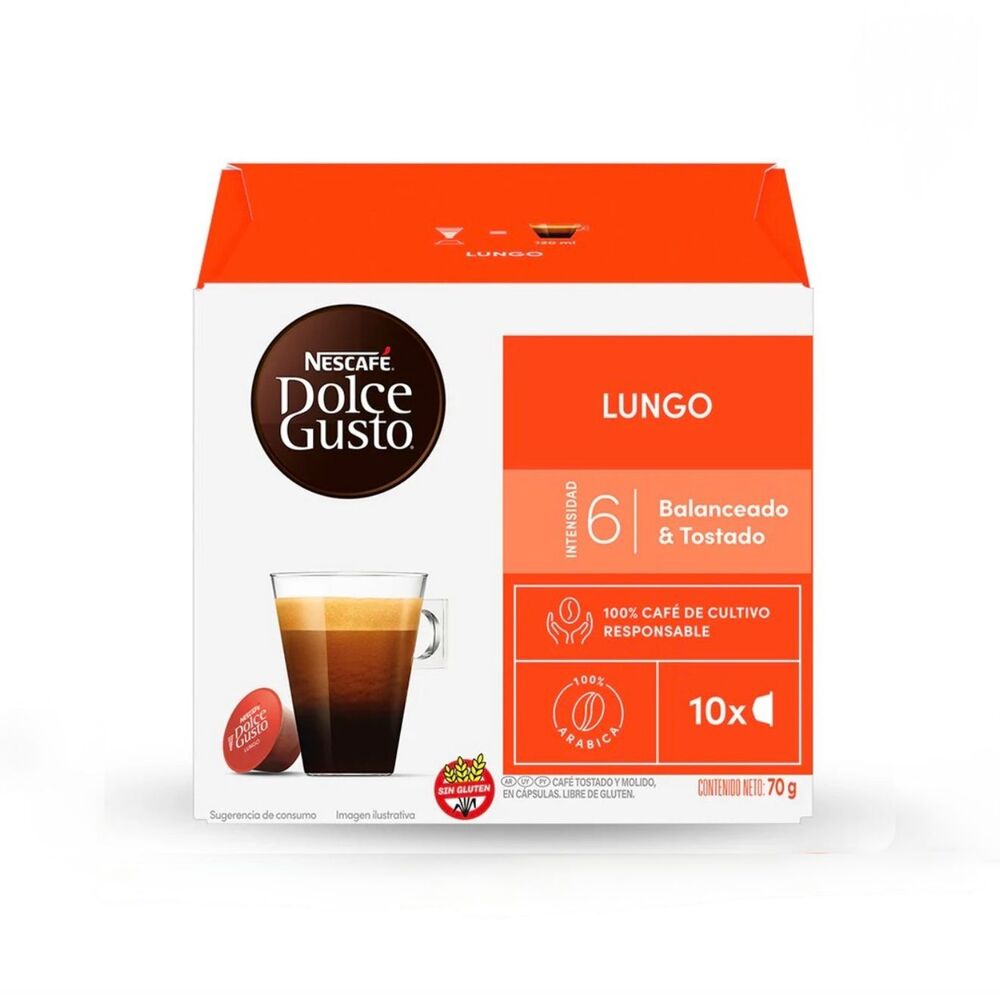 Cápsulas Dolce Gusto Lungo - x 10 Cápsulas