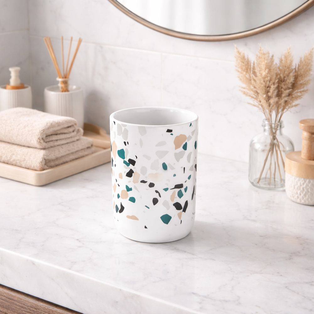 Vaso Portacepillos sin Divisiones Línea Piedras Terrazo 