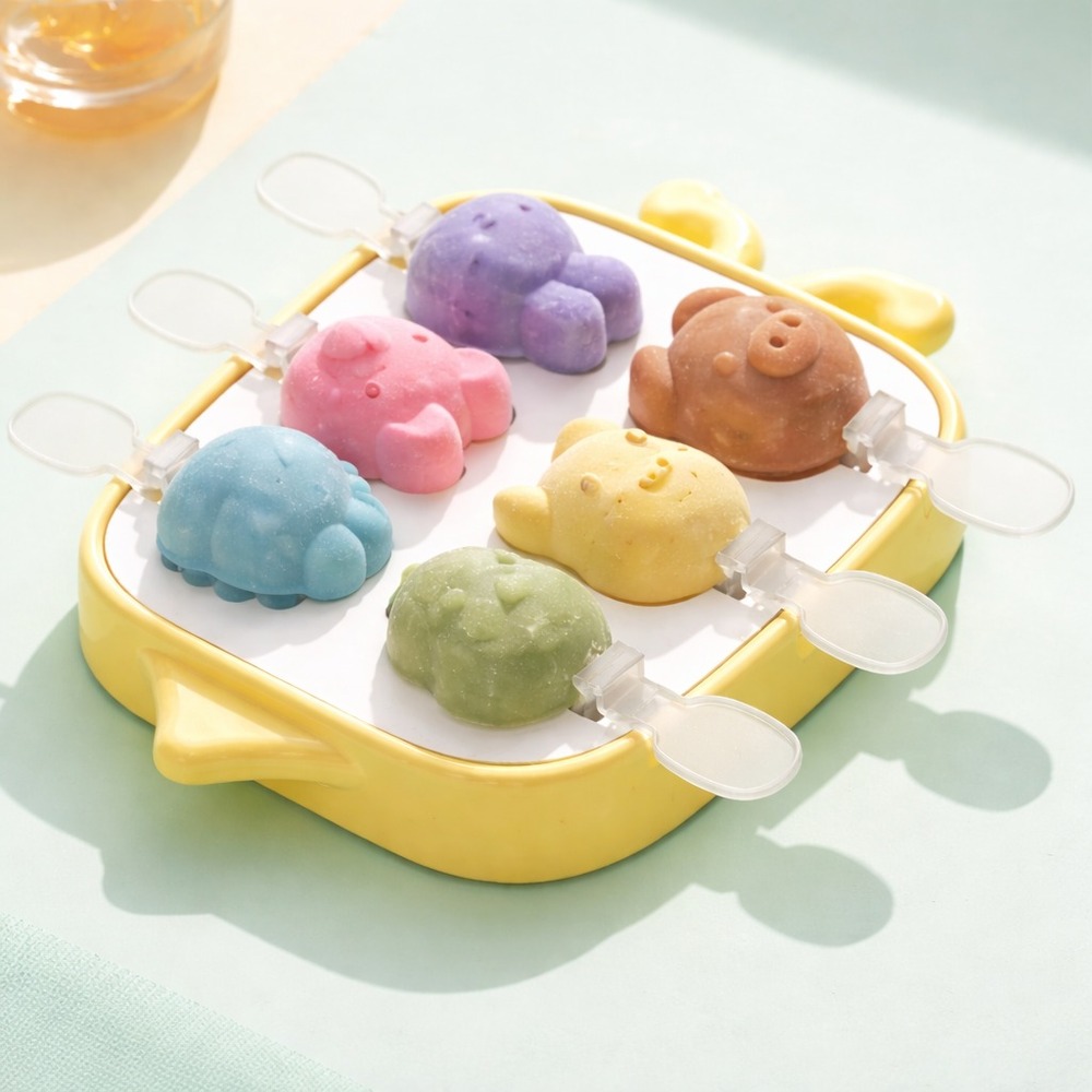 Molde de Helados de Silicona Dibujos Animados - 6 paletas Amarillo