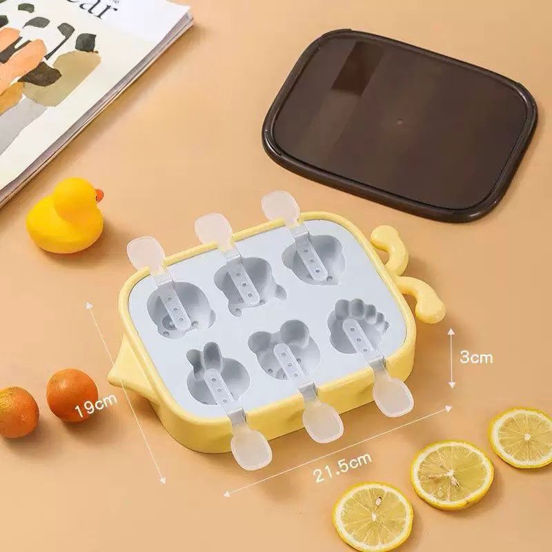 Molde de Helados de Silicona Dibujos Animados - 6 paletas Amarillo