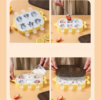 Molde de Helados de Silicona Dibujos Animados - 6 paletas Amarillo