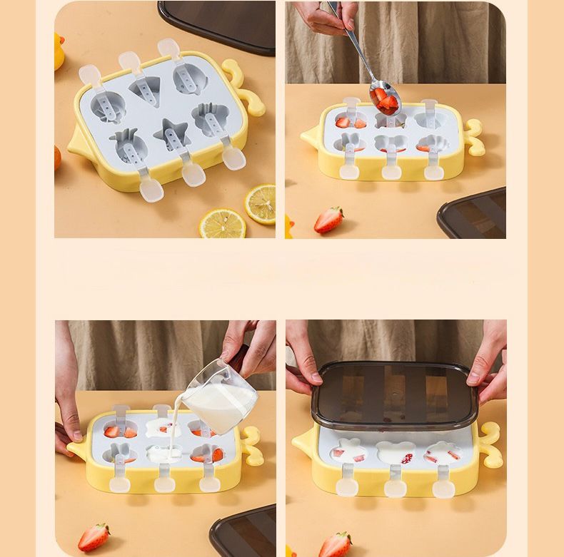 Molde de Helados de Silicona Dibujos Animados - 6 paletas Verde