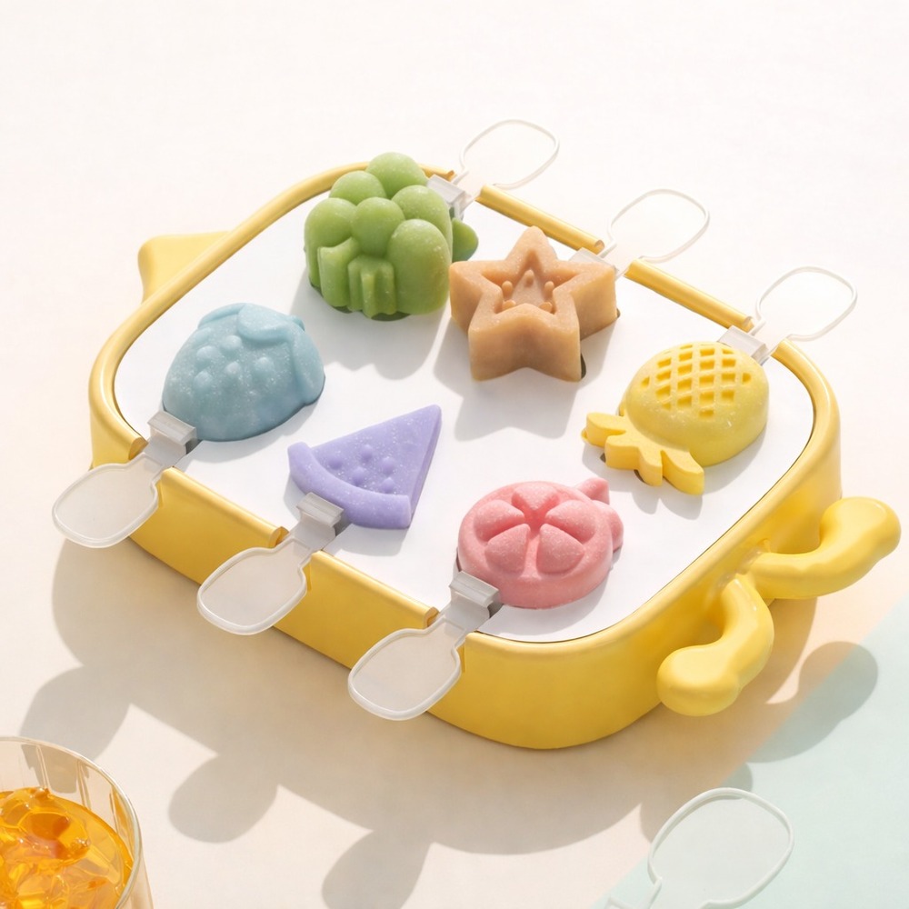 Molde de Helados de Silicona Frutas Tropicales - 6 paletas Amarillo