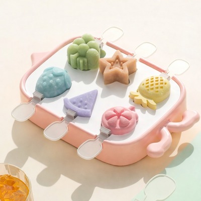 Molde de Helados de Silicona Frutas Tropicales - 6 paletas Rosa