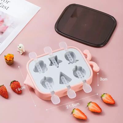 Molde de Helados de Silicona Frutas Tropicales - 6 paletas Rosa