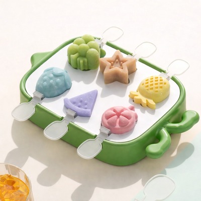 Molde de Helados de Silicona Frutas Tropicales - 6 paletas Verde