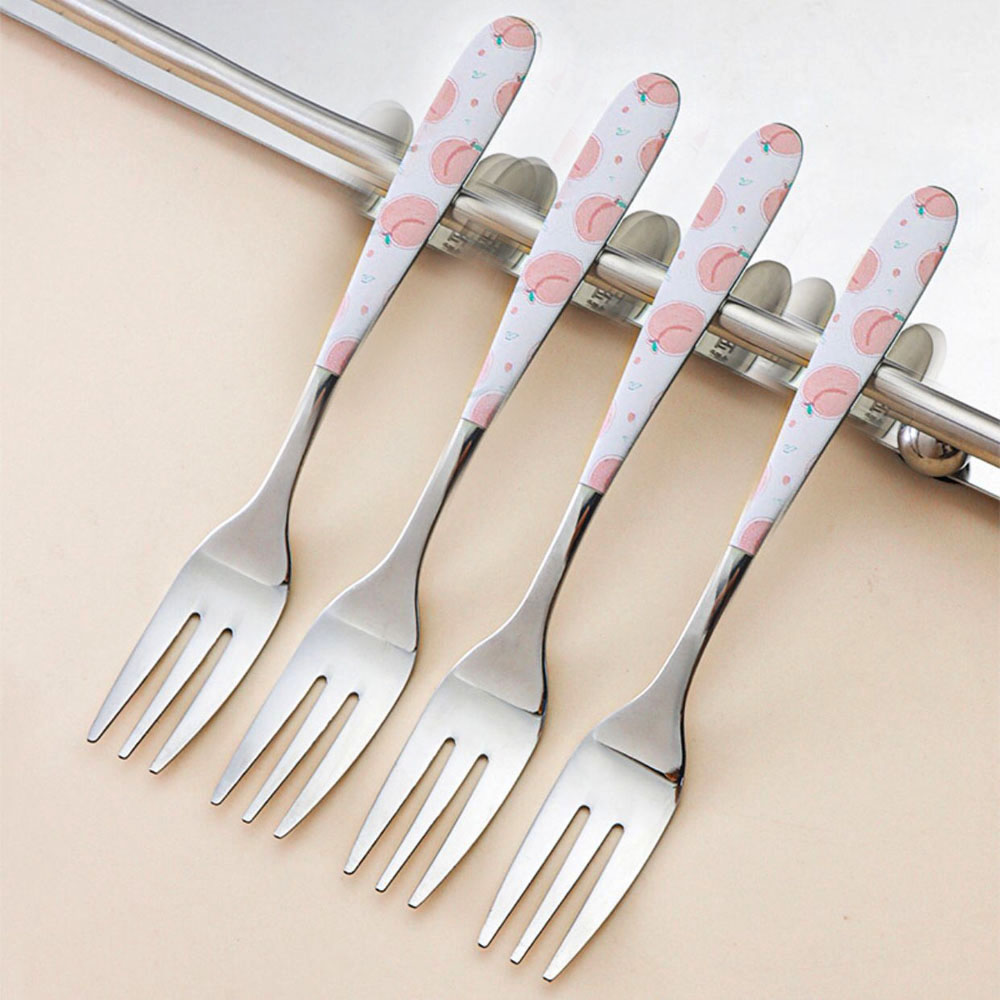 Tenedores Diseño Fruta Tropical/Durazno x4Unidades + Packaging