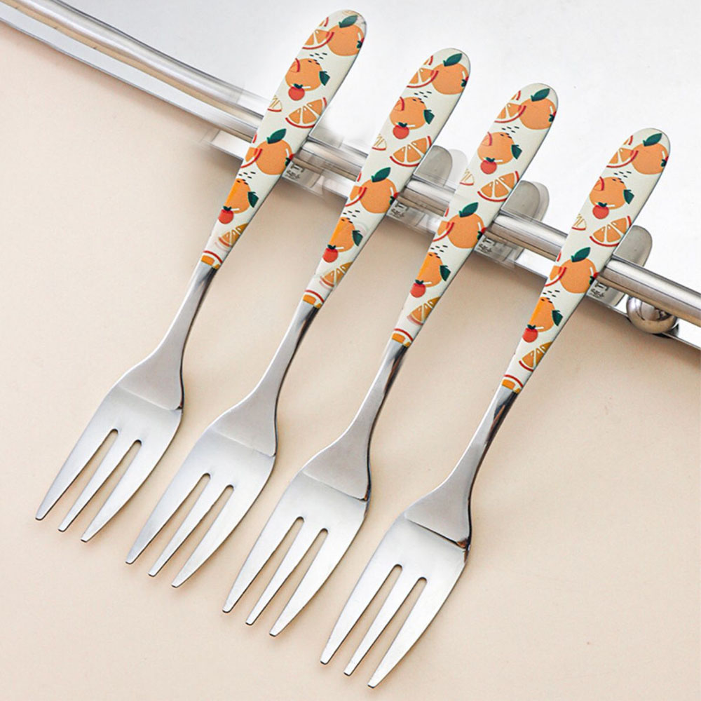Tenedores Diseño Fruta Tropical/Naranja x4Unidades + Packaging