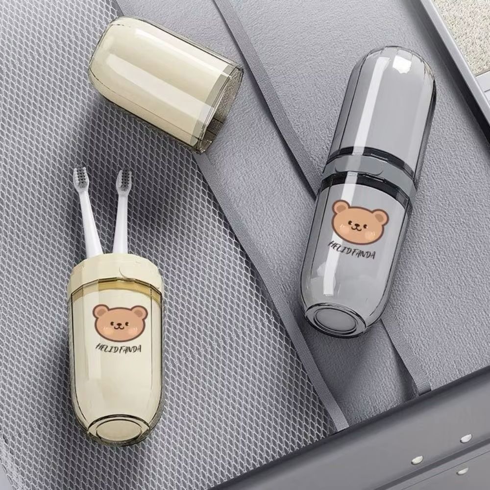 Triple Vaso Portacepillo de Viaje Helidfanda Gris